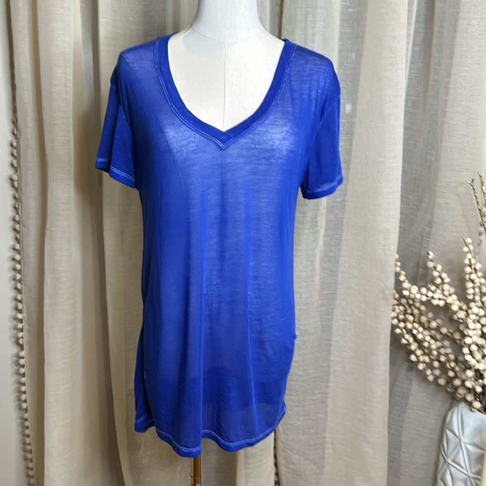 Gap Sheer See through burner Royal Blue Tee Shirt Sz small